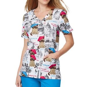 Medical Uniform Scrub Top Grumpy Cat Veterinarian